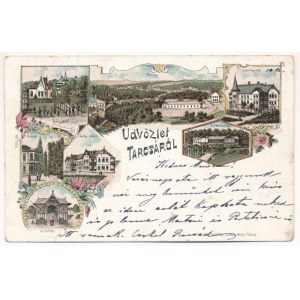 1899 (Vorläufer) Tarcsa, Bad Tatzmannsdorf ; Mária és Carolina villa, Schweitzi ház, gyógyudvar, Forrás épület...