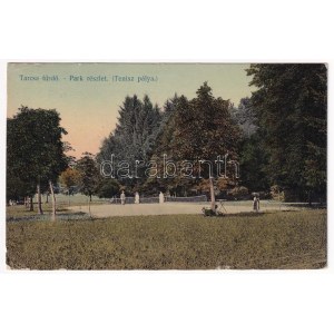 1912 Tarcsafürdő, Bad Tatzmannsdorf; park és teniszpálya. Stern J. fényképész kiadása / tenisový kurt, šport (EK...