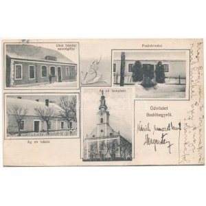 1918 Bodóhegy, Bodonci; Ágostai evangélikus templom és iskola, postahivatal, Obál Sándor vendéglője, étterem...