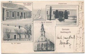 1918 Bodóhegy, Bodonci; Ágostai evangélikus templom és iskola, postahivatal, Obál Sándor vendéglője, étterem...