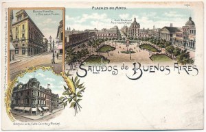 Buenos Aires, Edificio en la Calle Cerrito y Piedad, Banco Espanol y Rio della plata, Plaza 25 de Mayo...