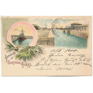 1900 Buenos Aires, Kreuzfahrtschiff 25 de Mayo, Puerto - Dock No.1. / Kreuzfahrtschiff, Hafen. H. Bachmann. Carl Künzli Nr.2404...