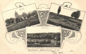 1914 Bad Deutsch-Altenburg, Németóvár ; Kirche, Römische Arena, Panorama. Sperlings Postkartenverlag, Art Nouveau (fl...