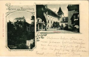 1899 (Vorläufer) Rosenburg (Horn), Schlosshof, Turnierhof / nádvoří zámku. Secese Berger & Pichler, květinový (fa...