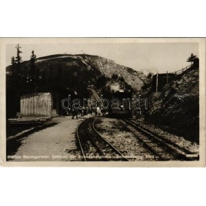 1933 Schneebergbahn, gare de Baumgartner / Schneeberg, gare de Baumgartner du chemin de fer à crémaillère, train (EK...