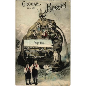 Steyr, Grüsse aus den Bergen / Montaż z plecakiem i wędrującymi dziećmi (małe rozdarcie)