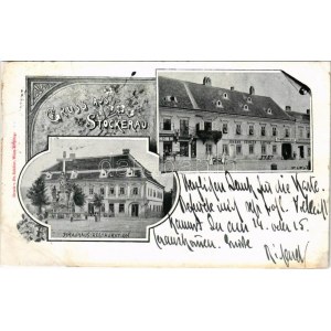 1898 (Vorläufer) Stockerau, Brauhaus-Restauration, Johann Edinger Gasthof / pivovar a reštaurácia, hostinec, obchody...