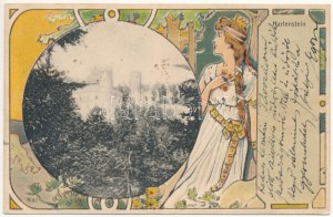 Weinzierl am Walde, Burg Hartenstein. Phot. Fr. v. Prandstetter, Joh. litografia Saska Art Nouveau (fl)