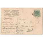 1907 Wien, Vienna, Bécs; Karlskirche. Gruss aus Wien / Art Nouveau, floral frame with tree trunk (fl...