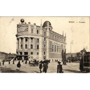 1916 Wien, Viedeň, Bécs; Urania observatórium a vzdelávacie zariadenie, električka (EK)