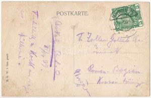 1909 Wien, Vienna, Bécs; Ein Ausflug nach Wien / Un viaggio a Vienna. Montaggio con dirigibile e signora. B.K.W.I. (fl...