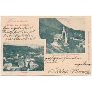 1900 Gorazde, Gorazda; Centrale / vista generale, chiesa serbo-ortodossa (taglio)