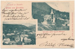 1900 Gorazde, Gorazda; Centrale / general view, Serbian Orthodox church (cut)