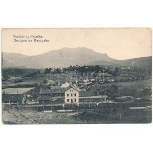 1917 Pazaric, celkový pohled na nádraží, vlak (Rb)