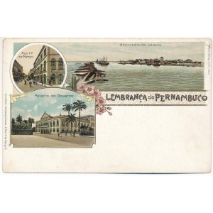 Recife, Lembranc'á de Pernambuco, Palacio do Governo, Rua 10 de Marco, Ancoradouro interno / Government Palace, port...