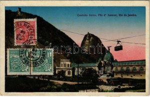 1922 Rio de Janeiro, Caminho Aereo, Pao d'Assucar / tramwaj powietrzny, samochody (ślady kleju)