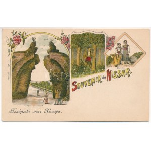 Hisarya, Hissar, Chisar, Toplitsa; Ruine, Bäuerinnen / gate ruin, peasants, folklore. HT. No. 1451. Art Nouveau, floral...