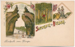 Hisarya, Hissar, Chisar, Toplitsa; Ruine, Bäuerinnen / ruina bramy, chłopi, folklor. HT. Nr 1451. Art Nouveau, kwiatowy...