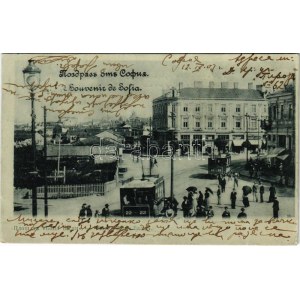 1903 Sofia, Sophia, Sofiya; Platz Bania Bach / Platz, Straßenbahnen (EK)