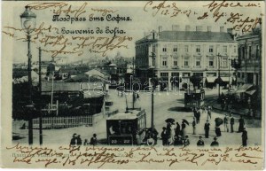 1903 Sofia, Sofia, Sofiya; piazza Bania Bach / piazza, tram (EK)