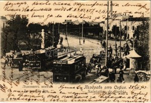 1903 Sofia, Sophia, Sofiya ; Le pont du lion / bridge, trams