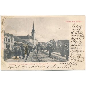 1899 (Vorläufer) Brno, Brünn; Wienergasse mit Barmherzigen Kloster von der Schwarzabrücke aus gesehen / steet view...