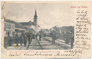 1899 (Vorläufer) Brno, Brünn; Wienergasse mit Barmherzigen Kloster von der Schwarzabrücke aus gesehen / steet view...