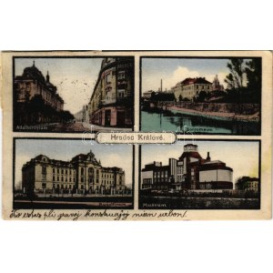 1919 Hradec Králové, Königgrätz; Rudolfinum, Adalbertinum, Borromeum, Museum / hluchoněmá škola, pohled z ulice...
