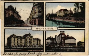 1919 Hradec Králové, Königgrätz; Rudolfinum, Adalbertinum, Borromeum, Museum / deaf-mute school, street view...