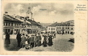 1901 Jablunkow, Jablunkau; Ringplatz. Verlag Anton Ausschwitzer / Platz, Geschäfte von Moritz Fraenkel, Carl Eisenberg...
