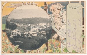 1905 Jánske Lázne, Johannisbad i. Böh.; A. Lehmann Art Nouveu litho