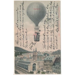 1904 Karlovy Vary, Karlsbad; Ballon-Montage. Lederer &amp; Popper