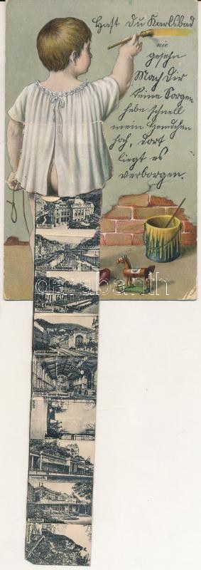 1911 Karlovy Vary, Karlsbad; leporellocard with 10 pictures. Little boy is painting, toy. WSSB litho (EK...