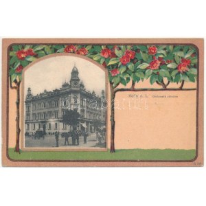 Kolín, Obcanská zálozna / Credit union. J. Kasky Art Nouveau, floral, litho ...