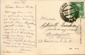 1913 Koprivnice, Nesselsdorf; Mestanka skola a kostel, Kasárna, villa. Nakl. M. Cechmánek / szkoła, kościół, koszary ...