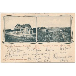 1904 Kyjov, Gaya; Gasfabrik der Firma Reich &amp; Comp. Villa / fabbrica di vetro. Art Nouveau