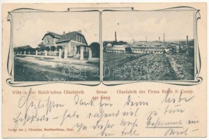 1904 Kyjov, Gaya; Gasfabrik der Firma Reich & Comp. Willa / fabryka szkła. Secesja