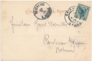 1904 Kyjov, Gaya; Gasfabrik der Firma Reich & Comp. Willa / fabryka szkła. Secesja