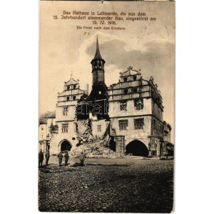 1916 Litomerice, Leitmeritz; Das Rathaus, ein aus dem. 15. Jahrhundert stammenden Bau, eingestürzt am 19. IV. 1916...