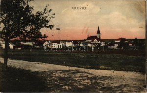 Milovice, Milowitz; widok ogólny, kościół. Nakl. K. Zuna (Rb)