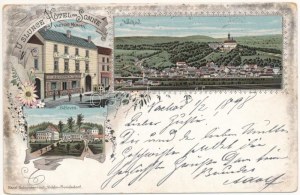 1898 (Vorläufer) Náchod, Beloves, U Slunce Hotel zur Sonne Victor Novák, Kavárna / celkový pohled, hotel a kavárna...