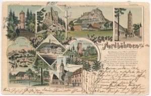 1905 Nordböhmen, Severní Čechy; Rauchberg, Pickelstein, Ruine Tollenstein, Tannenberg, Spitzberg, Jüttelberg, Wolfsberg...