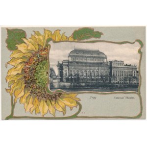 Praha, Praga; Teatr Narodowy. Knackstedt &amp; Näther Art Nouveau, floral, litho