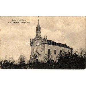1921 Slavonice, Zlabings; Südmährén, Berg Serratkirche / Kirche. Fotografieverlag Othmar Scheider Nr. 208. (EK...