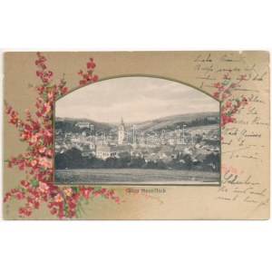 Velké Mezirící, Gross Meseritsch; F. Zenzinger Art Nouveau, floral litho (EB)