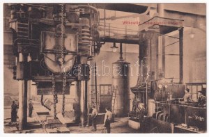 Vítkovice, Witkowitz; Gußstahlfabrik, Preßwerk / cast steel factory, pressing machine with workers, interior. Verlag G...