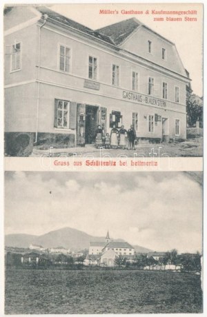 Žitenice, Schüttenitz (Leitmeritz, Litoměřice); Müller's Gasthaus & Kaufmannsgeschäft zum blauen Stern ...