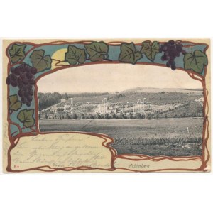 1900 Achterberg (Utrecht), general view. Verlag v. Louis Koch, Photogr. Art Nouveau, litho frame with grape vines (EK...