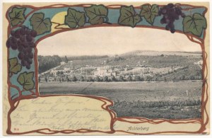 1900 Achterberg (Utrecht), celkový pohľad. Verlag v. Louis Koch, Photogr. Secesia, litografický rám s viničom (EK...