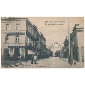 1918 Daugavpils, Dvinsk, Dwinsk; Petrohradská ulica, obchod M. E. Turšu, Moskovská medzinárodná obchodná banka (fa...